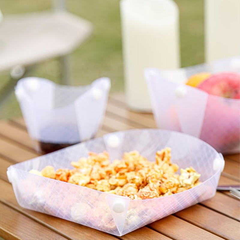 4Pcs Outdoor Folding Plates,Collapsible Plate,Portable Lightweight Multi-Purpose Combo Set,Food Grade