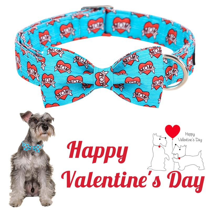 Unique style paws Dog Collar with Bow Tie Blue Heart