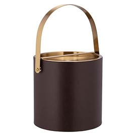 Kraftware 3qt Brushed Gold Arch Handle & Bridge Cover Santa Barbara 3 Quart Ice Bucket, Small, Chocolate Brown