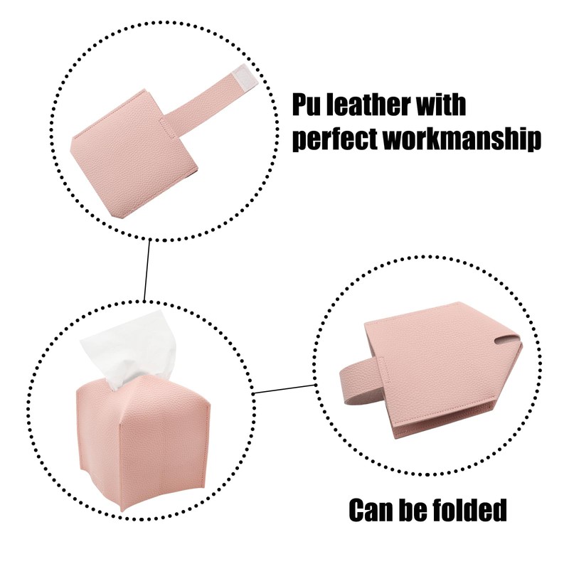 Wuyituart Pink Tissue Box Cover 5 Inch PU Leather Cube