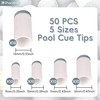 50 PCS Pool Cue Tips, 5 Sizes 9/10/11/12/13mm Screw on