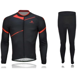Morethan MT-FVP-005-SET Men's Winter Cycle Jersey, Top and Bottom Set, Fleece Lined, Cold Protection, Genuine Product, red
