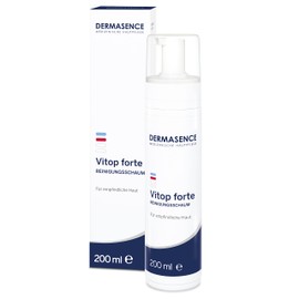 DERMASENCE Vitop Forte Cleansing Foam, 200 ml - Mild, Soap-free and pH Neutral Cleansing for Sensitive Facial Skin in Neurodermatitis - with Dyer Waid, Green Tea and Aloe Vera