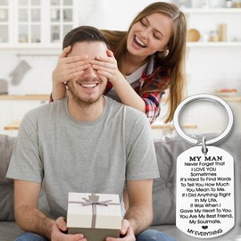 YYQX My Man Keychain for Boyfriend Husband Valentines Day Gifts for Him Men Groom Fiance Couple Anniversary Wedding Birthday Gifts