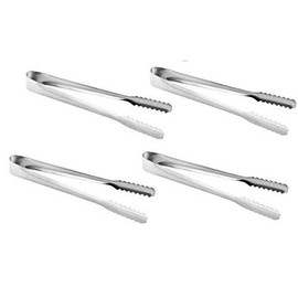 4 Pack Metal Food Cooking Salad Serving BBQ Tongs Kitchen Utensils Pasta Tong Set,Barbecue Tongs Salad Baking Tongs Buffet Silver Ice Bucket Cocktail