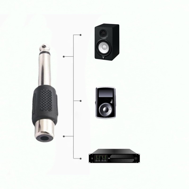 Eledabra 8Pcs RCA Female Jack to 6.35mm 1/4" Male Mono