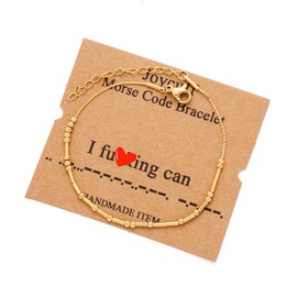 JoycuFF Morse Code Bracelets for Women Teen Girls Fashion Trendy I Can Gold Bangle Simple Birthday Jewelry Gifts for Mom Wife Girlfriend Daughter Sister Best Friend