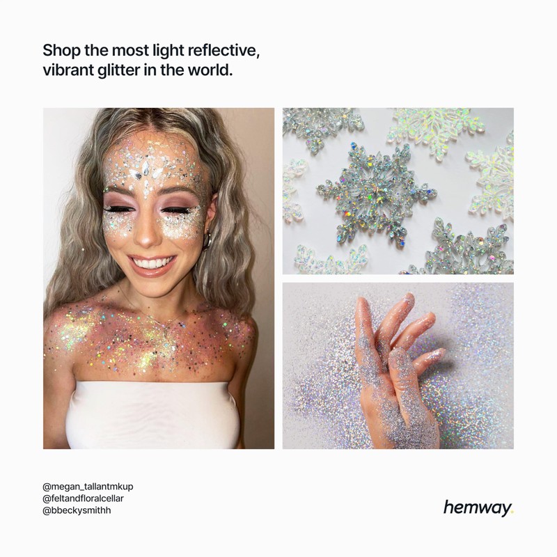 Hemway Silver Holographic Glitter Shaker, 120g Multi Size Glitter
