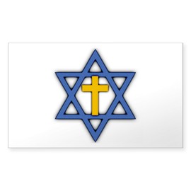 CafePress Star of David with Cross Sticker Rectangle Bumper Sticker Car Decal
