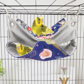 Bird Double Hammock Warm Nest Bed for Parrot Budgie Parakeet Cockatiel Conure Lovebird Hamster Rat Mice Chinchinlla (S)