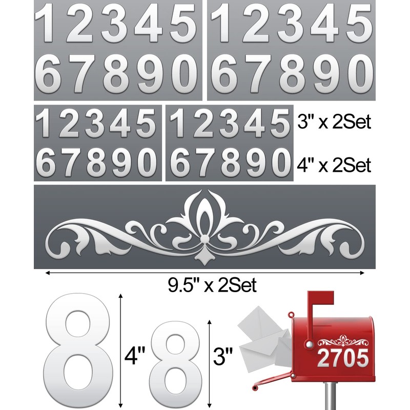 Mailbox Numbers, Reflective Mailbox Numbers for Outside (6 Sets), Waterproof