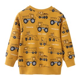 NUBEEHOHO Toddler Boys Winter Clothes Brown Truck Sweatshirt Long Sleeve Shirts Kids Casual Crewneck Sweater 4T/8268