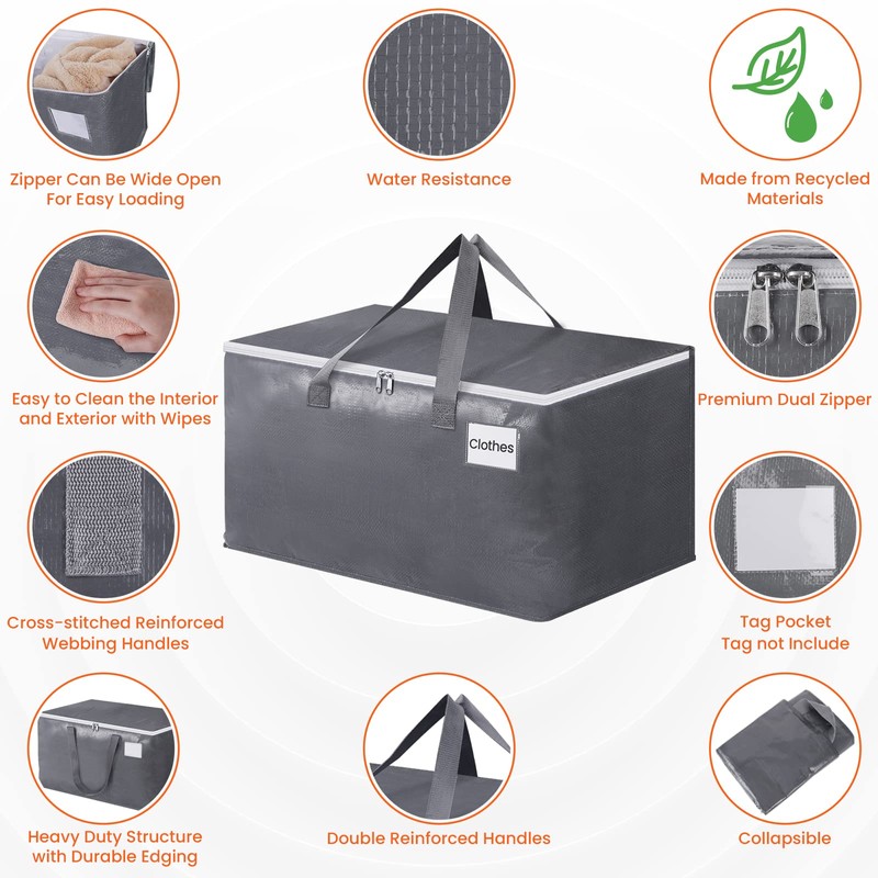 BlissTotes Large Moving Boxes and with Zippers & Handles Moving