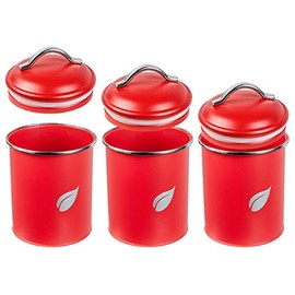 Saf-Care Design Canister Kitchen Cabinet Food Storage Containers, Pack of 3 Red