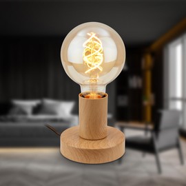 BRILONER - Mini Table Lamp with Cable Switch, Retro, Vintage, E27, Max. 10 W, Lamp, Bedside Lamp, Table Lamp, Decorative Lamp, Hallway, Office Lamp, Reading Lamp, 10 x 9 cm (DxH), Wood Look