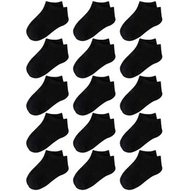 Cooraby 15 Pack Kids' Half Cushion Low Cut Athletic Ankle Socks Boys Girls Ankle Socks