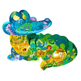 AUSOWELL Jigsaw Puzzles for Kids Ages 4-8, 8-10, Colorful Animal Shaped Puzzle Floor Puzzles Children Learning Educational Toys Games Gifts for Boys and Girls (Crocodile-154 PCS)