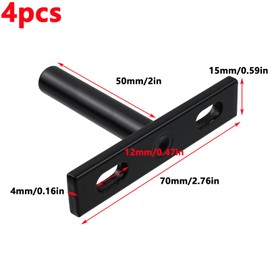 Antrader Black Floating Shelf Bracket,4Pcs 2 Inch Hidden Shelf Brackets Blind Shelf Bracket Hidden Brackets for Floating Wood Shelves,Screws and Wall Plugs Included