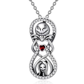 Roontin Nightmare Before Christmas Jack and Sally Necklace Hypoallergenic Pendant for Women, Wife, Girlfriend, Daughter
