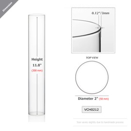 WGVI Hurricane Candle Holder Sleeve, Wide 2", Height 12", Clear Glass Cylinder Open Both Ends, Chimney Tube, Open Ended Candle Shade, 2 Pieces