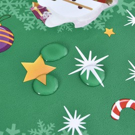 TruDelve Plastic Christmas Tablecloth Rectangle Green Vinyl Christmas Table Cloth Oblong Xmas Table Cover with Snowman for Party (54'' x 72'', Snowman)
