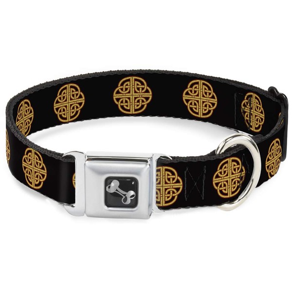 Buckle-Down Dog Collar Seatbelt Buckle Celtic Knot Black Burgundy Gold