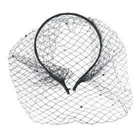 Kefley Black Birdcage Veil Headband with Rhinestones Fascinators for Women Tea Party Costume Bridal Lace Birdcage Headbands Veil Mesh Headdress Vintage 20s Hair Accessories for Women Girls