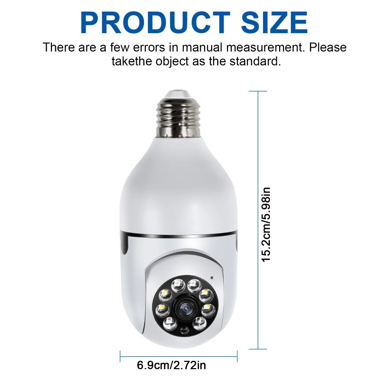 360° Light Bulb Camera 1080P IP WiFi IR Night Smart