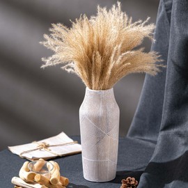 Vintage Ceramic Flower Vase, Terracotta Farmhouse Decorative Rustic Stone Clay Floral Vase, Concrete Grey Home Decor for Living Room, Entryway, Kitchen, Bedroom, Bathroom and Shelf 9.6 Inch