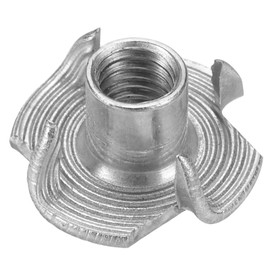 HARFINGTON 1/4x9mm T-Nuts 4 Pronged Tee Nut 304 Stainless Steel Threaded Inserts for for Wood, Rock Climbing Holds, Cabinetry, Furniture 50pcs