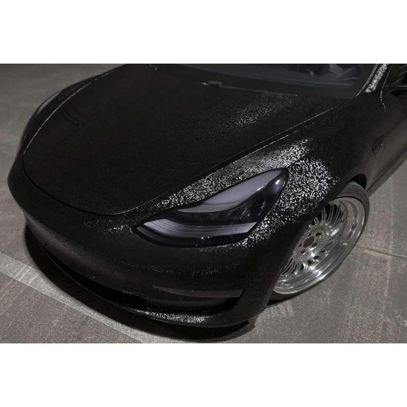 1FTx5FT PET Damascus Forged Gloss Black Vinyl Wrap Auto Car