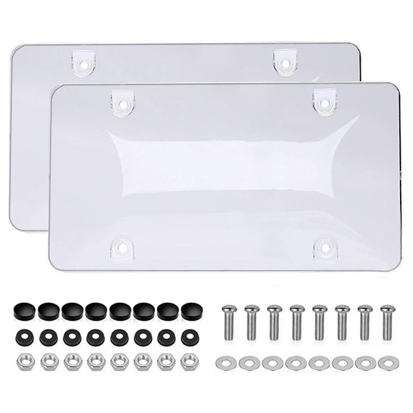 2 Pcs License Plate Frame Cover, Clear License Protector Plate,