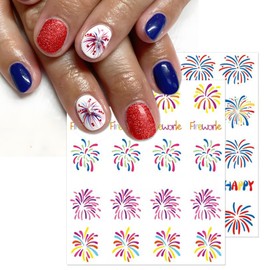 IDDFEVE 12 Sheets Firework Nail Decals - Water Transfer Celebrating The New Year, 4th of July Nail Stickers for DIY Patriotic Independence Day Memorial Day Manicure