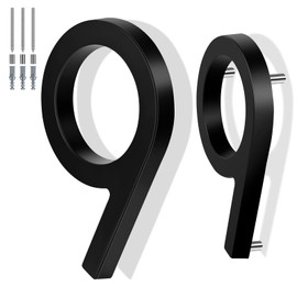 6 Inch Floating House Number Metal Modern Anti-Rust House Address Numbers for Outside with For Mailbox Yard Home Front Door Zinc Alloy Black, 911 Visibility Signage (9)