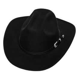 Western Cowboy Hat for Men Women - Classic Felt Wide Brim Fedora Hat with Belt Buckle Black