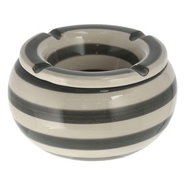 Storm ashtray, diameter 13.5 cm, grey and white stripes, wind ashtray with lid (1 x storm ashtray 13.5 cm)