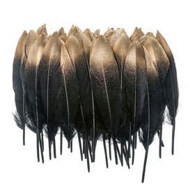 50pcs Dipped Gold & Silver Goose Feathers 6-8 inch Natural Feather for a Variety of Crafts and Apparel (Gold&Black)