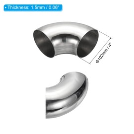 PATIKIL 90 Degree Mandrel Bend Elbow, 4" OD Steel Exhaust Elbow Exhaust Piping Connector 304 Stainless Steel for Exhaust Pipe Stair Handrail HVAC