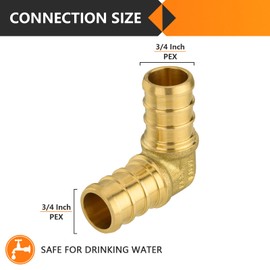 HeSun 50-Pack PEX Fittings, 3/4"x3/4" Pex Elbow, Brass Crimp Fitting for Pex Pipes, ASTM F1807