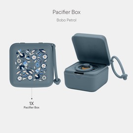 BIBS Liberty Pacifier Box with Strap, Pacifier Holder and Steriliser Case, 100% BPA Free Food Grade Material, Bobo Petrol