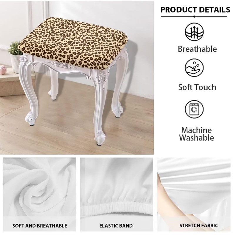 Luarisgur Bar Stool Rectangle Seat Covers Brown Leopard Print Bar