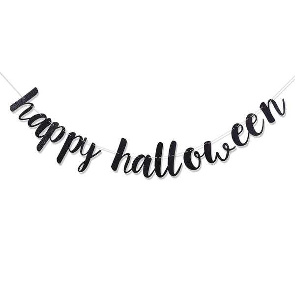 Happy Halloween Banner - Black Halloween Decorations,happy Halloween Sign,halloween Party