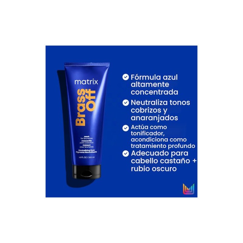 Matrix Brass Off Mascarilla Matizadora Azul Neutralizar Reflejos Naranjas Cabello