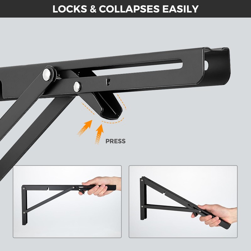 JOY DECOR 12 Inch Heavy Duty Folding Shelf Brackets, 2