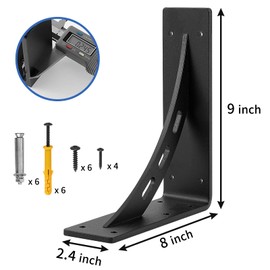 FIRMETAL 9"x8"x2.5" Heavy Duty Shelf Brackets - Max Load 1100 LBS, Premium Alloy Metal Mantel Brackets - Set of 2 - Fireplace & Countertop Support