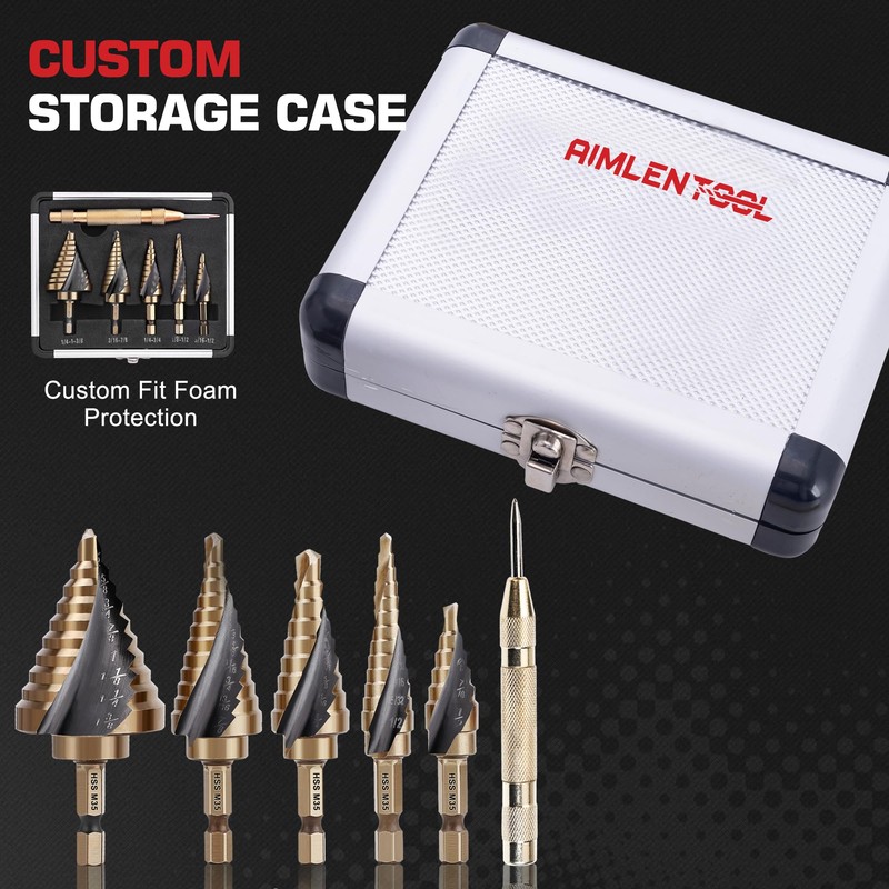 Cobalt Step Drill Bit Set, Hex Shank Step Drill Bit