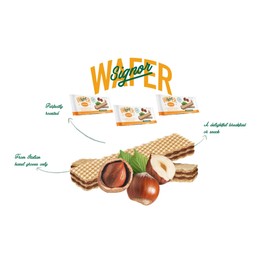 Cabrioni Italian Hazelnut Signor Wafer- Delicious Wafer Sticks with Light &Crunchy, Palm Oil-Free, Filled with Rich Vanilla Cream- Italian Cookies Made with Natural Ingredients-3 Pack -5.29 oz (150 g)