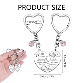 MUNSKT 2 Pcs Mother Daughter Heart Matching Keyring Keychain for Women Mother Gifts Mother's Day Birthday Christmas Thanksgiving Presents Keychain Set for Mum from Daughter
