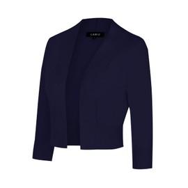 MINTLIMIT Women's Open Knit Cardigan Bolero Short 3/4 Sleeves Festive Cardigans with Button Bolero Shrug, darkblue, L