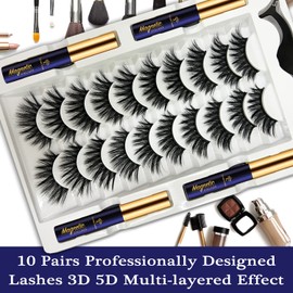 7C SevenCrown Magnetic Eyelashes with Eyeliner, Cat-Eye Magnetic Lashes Kit with Applicator,Most Natural Looking,Reusable Fake Eye Lash, Strongest Waterproof Liquid Liner,Cruelty-Free. 10 Pairs